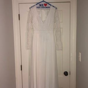 Lulu’s Awaken My Love Long Sleeve Lace Maxi Dress